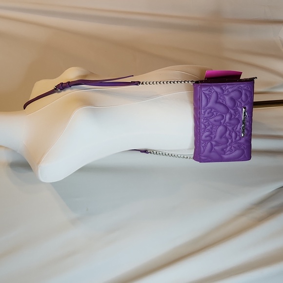 Betsey Johnson Purple Quilted Bow Crossbody Bag - Picture 2 of 8